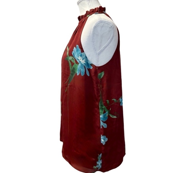 Joie | Maroon Silk Floral High Neck Blouse (S) - Picture 2 of 6